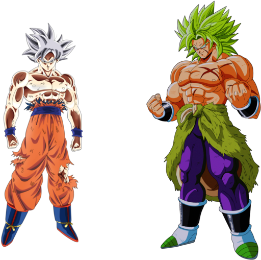 Ultra Instinct Gokuand Legendary Super Saiyan Broly PNG image