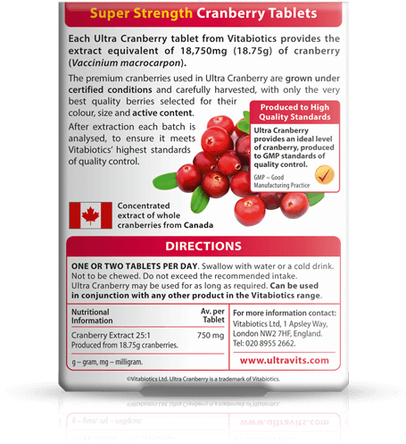 Ultra Strength Cranberry Tablets Packaging PNG image