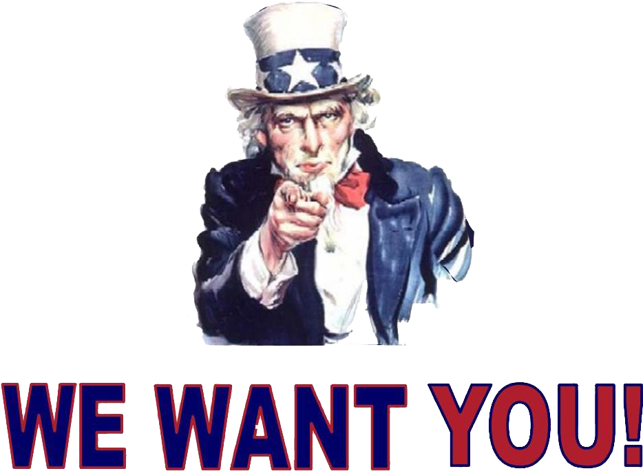 Uncle Sam We Want You Recruitment PNG image