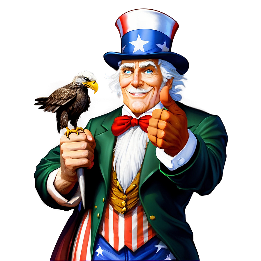 Uncle Sam With Eagle Png Oqr35 PNG image