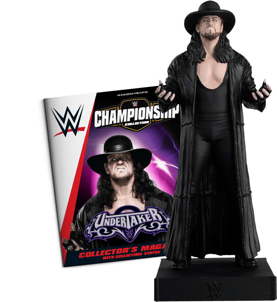 Undertaker Statueand Collectors Magazine PNG image