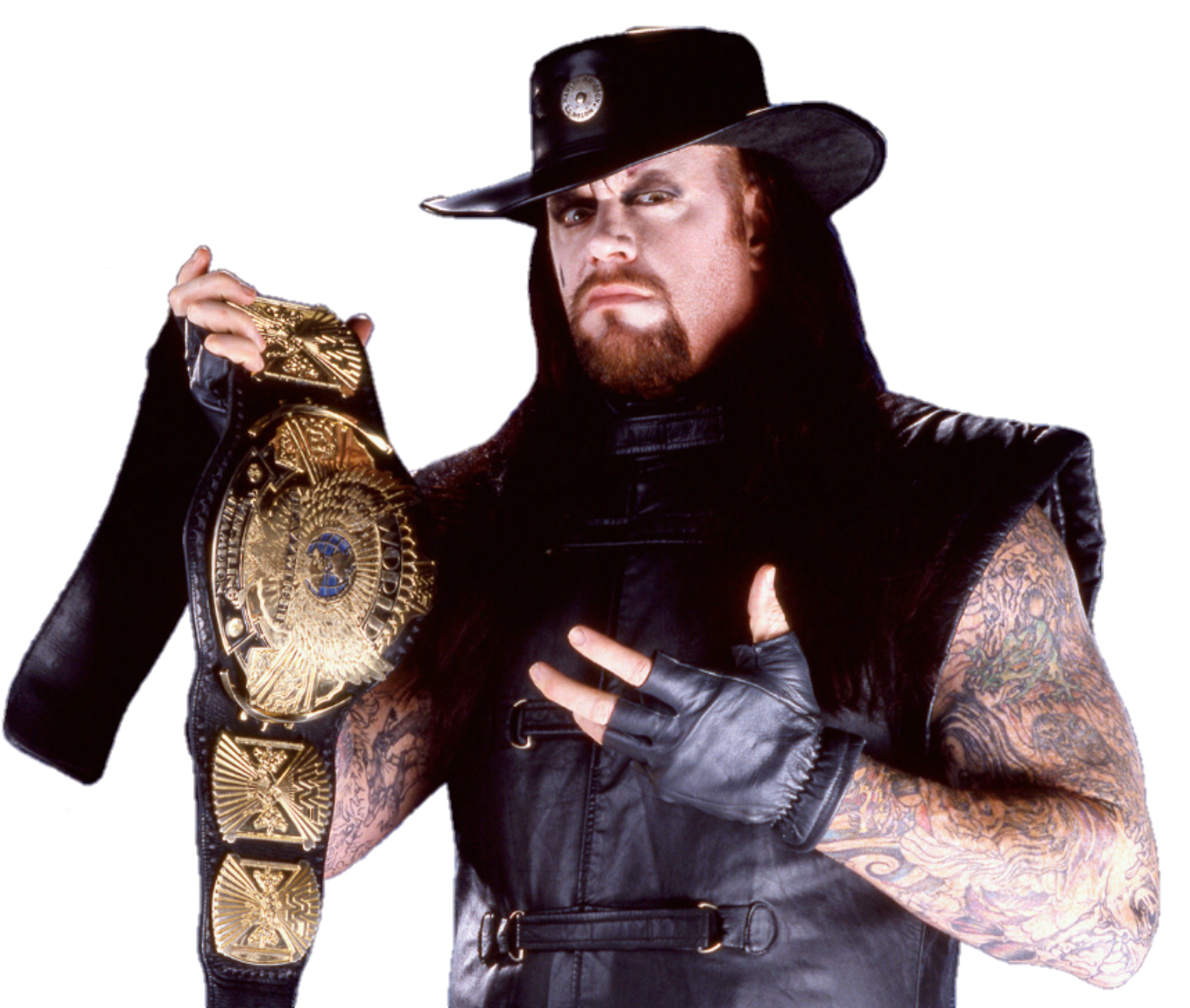 Undertaker_with_ Championship_ Belt PNG image