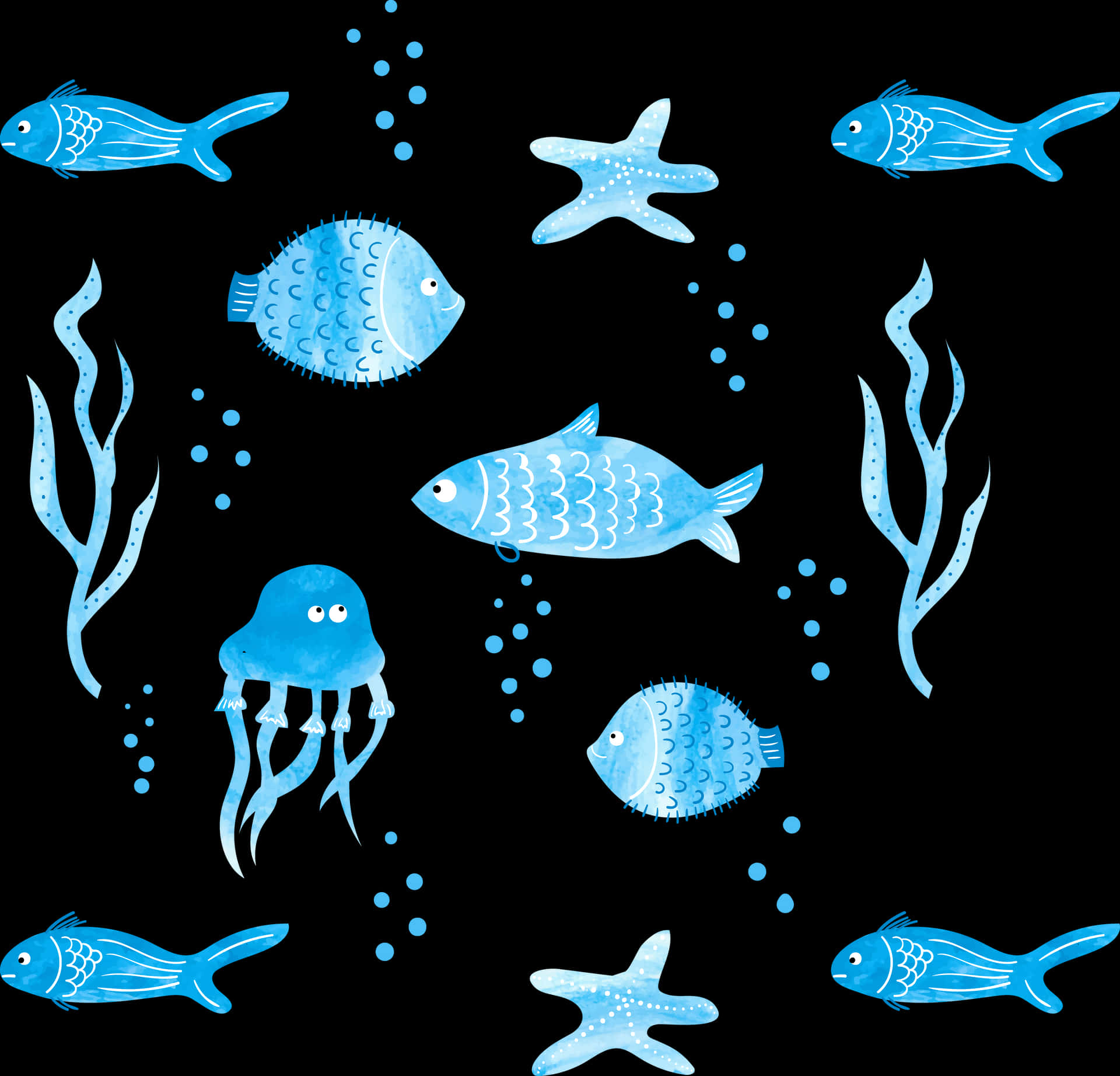 Underwater Cartoon Fishand Sea Life PNG image