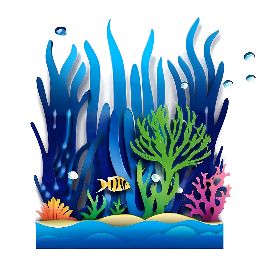 Underwater Scene Paper Cut Out Png 06282024 PNG image