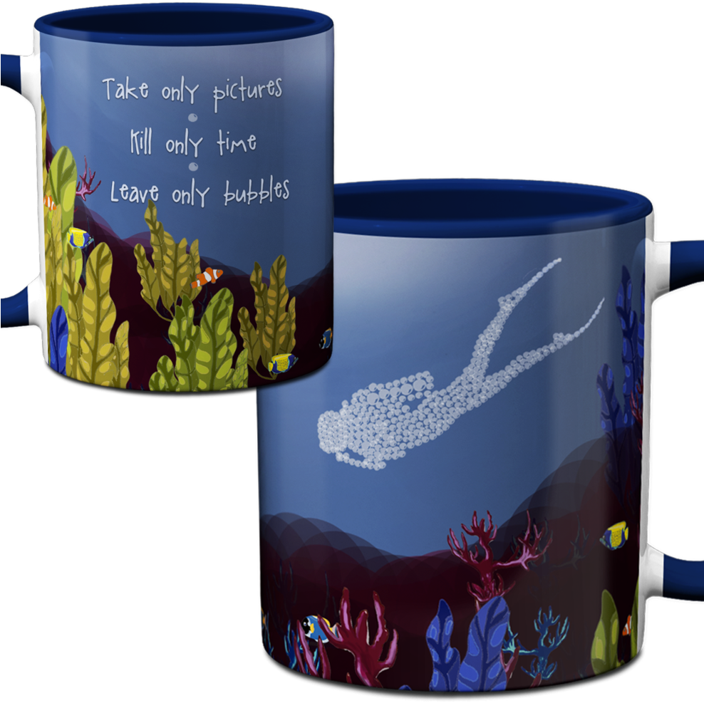 Underwater Themed Mugwith Conservation Message PNG image