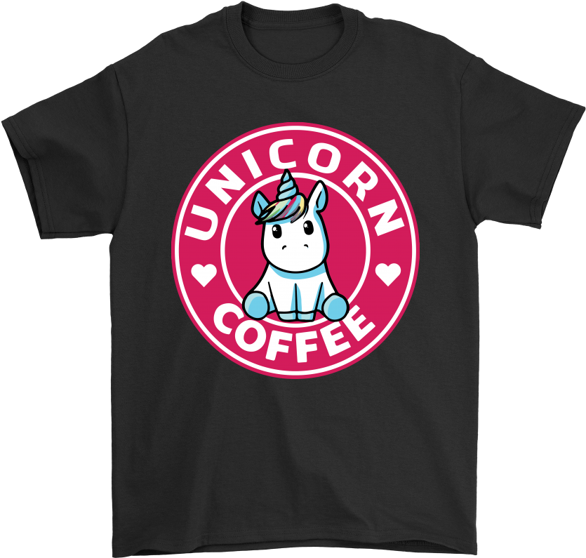 Unicorn Coffee Logo Tshirt Design PNG image