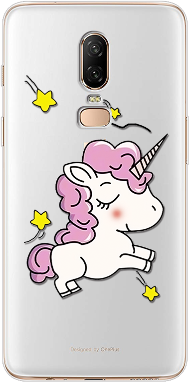 Unicorn Design One Plus Phone Back Cover PNG image