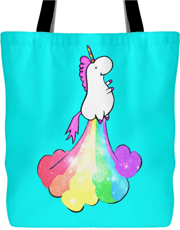 Unicorn Fart Rainbow Tote Bag PNG image