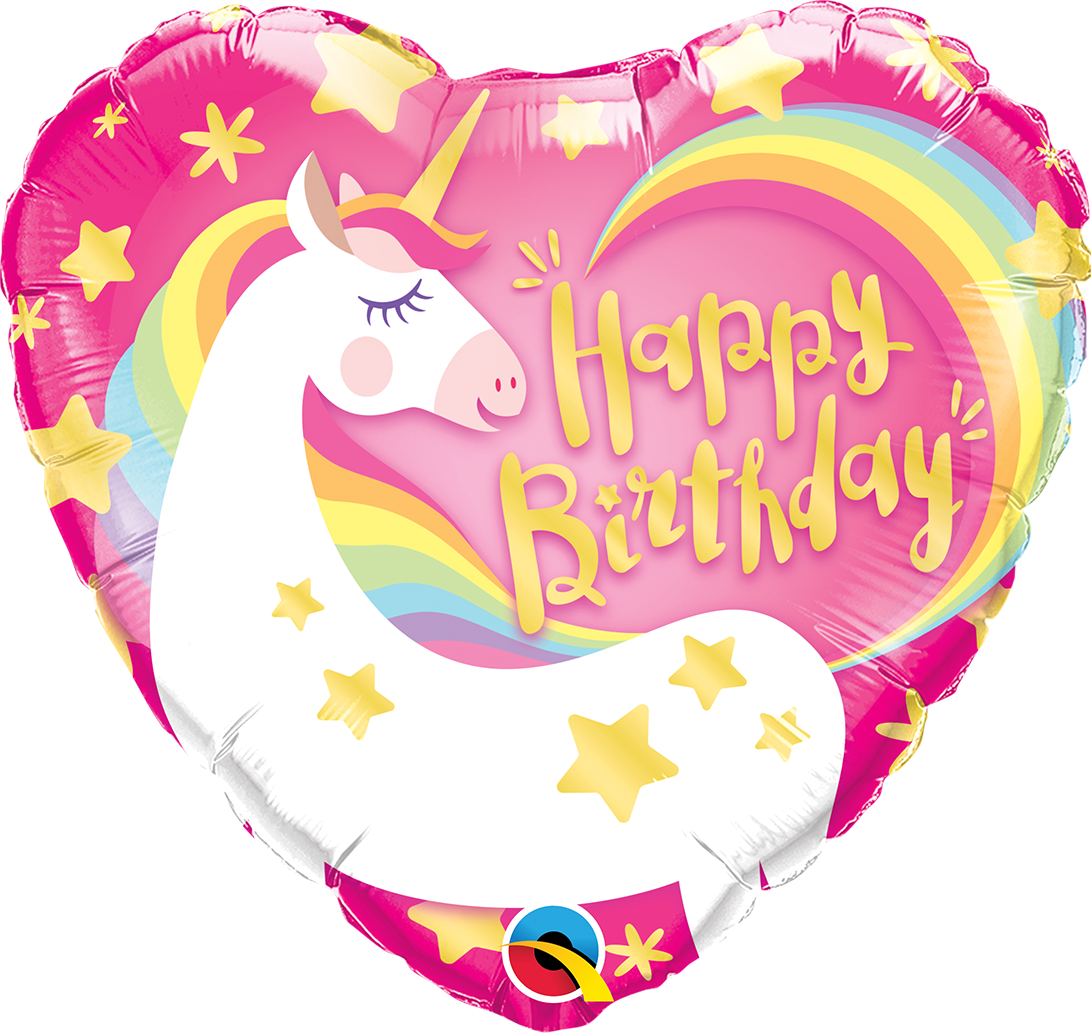 Unicorn Happy Birthday Balloon PNG image
