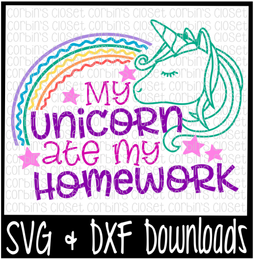 Unicorn Homework Excuse Graphic PNG image