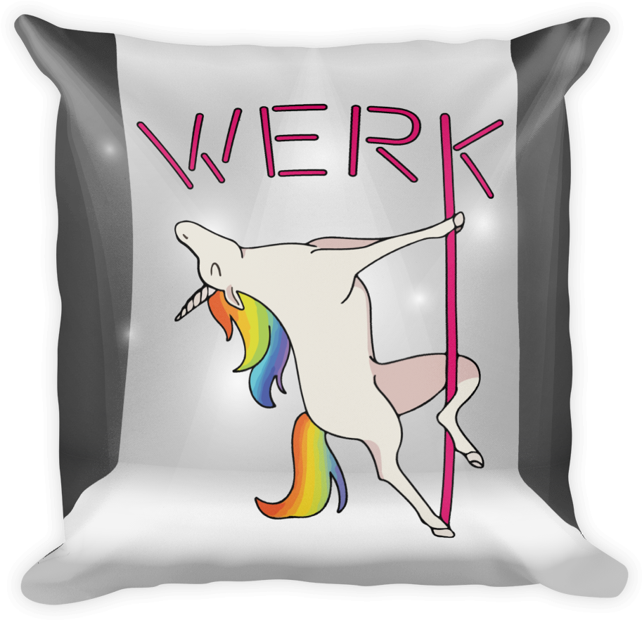Unicorn Pole Dance Cushion Design PNG image