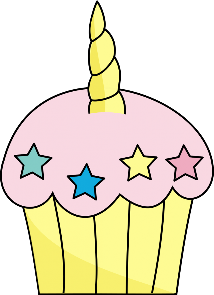 Unicorn Themed Cupcake Illustration PNG image