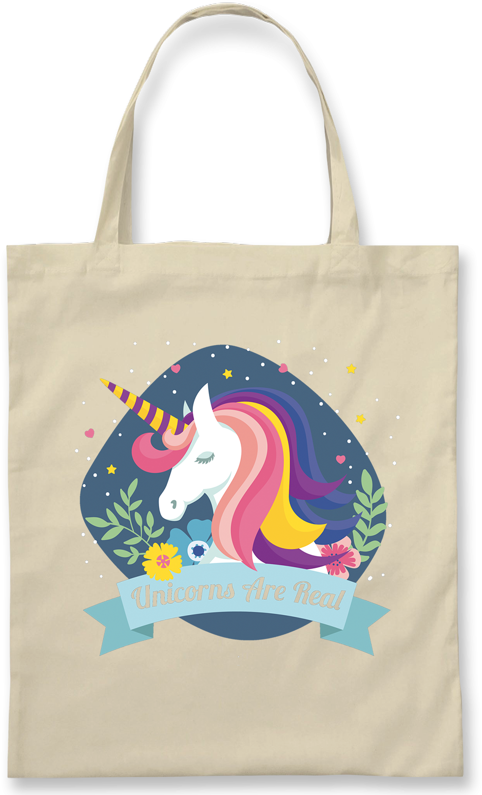 Unicorn Themed Tote Bag Design PNG image