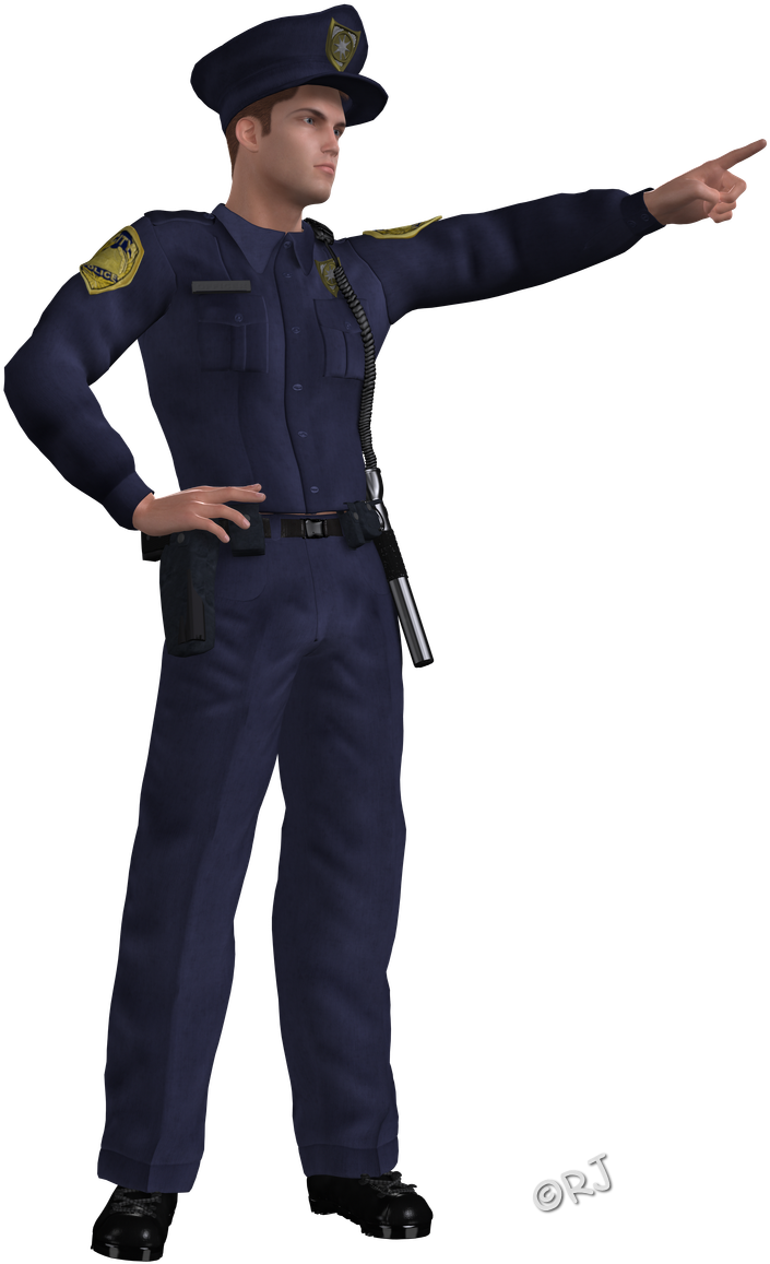 Uniformed Police Officer Pointing PNG image