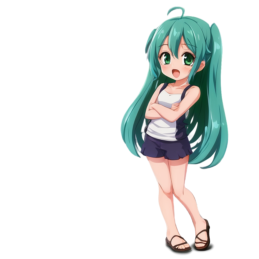 Unique Anime Character: Green Hair Png Download Xwr50 PNG image