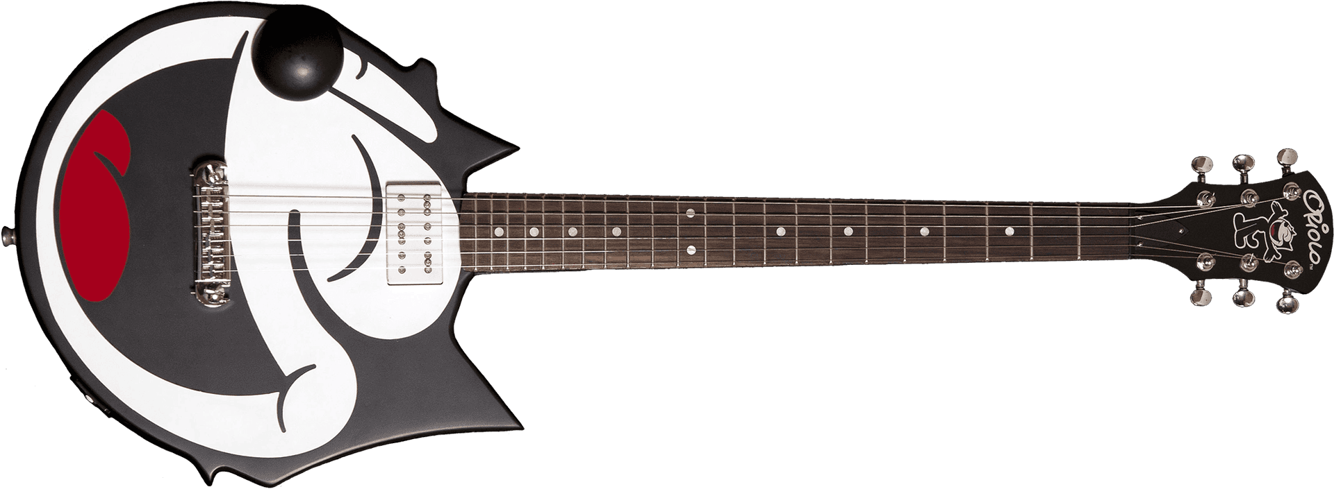 Unique Blackand White Electric Guitar PNG image