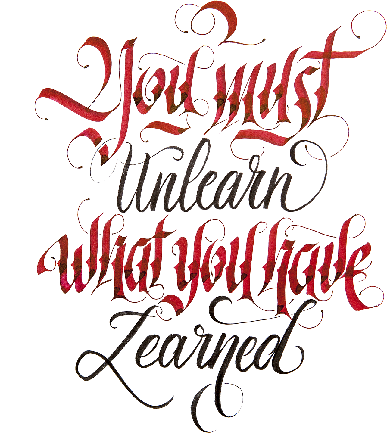 Unlearn Calligraphy Quote PNG image