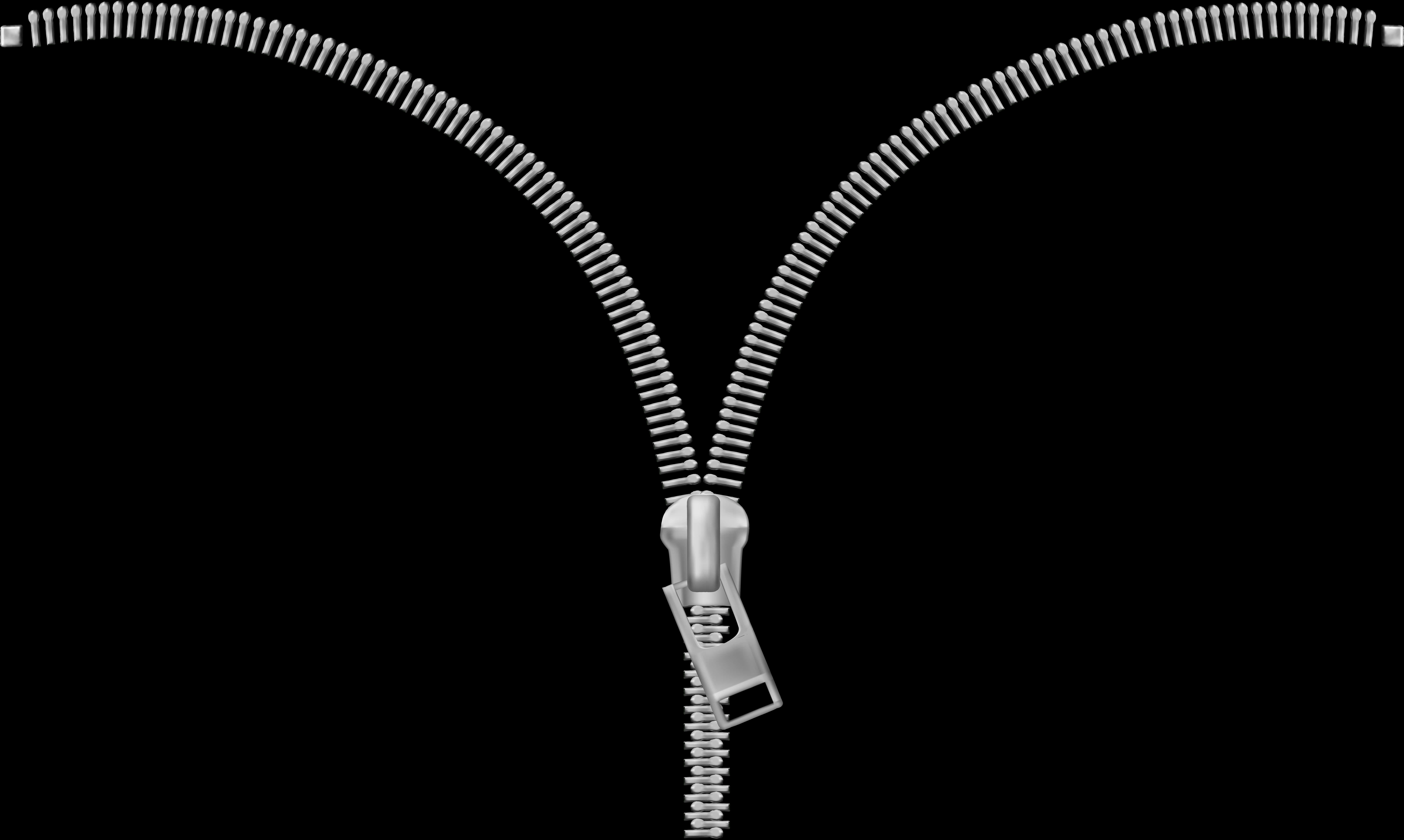 Unzipped Black Zipper PNG image