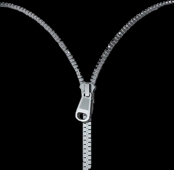 Unzipped Silver Zipper PNG image
