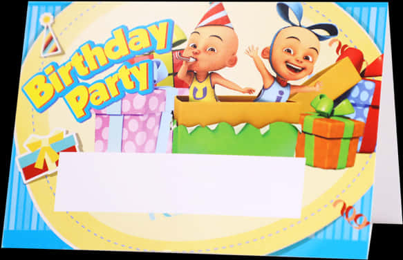 Upin_ Ipin_ Birthday_ Party_ Invitation PNG image