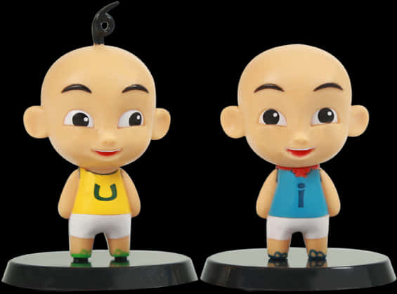 Upin Ipin Figurineson Display PNG image