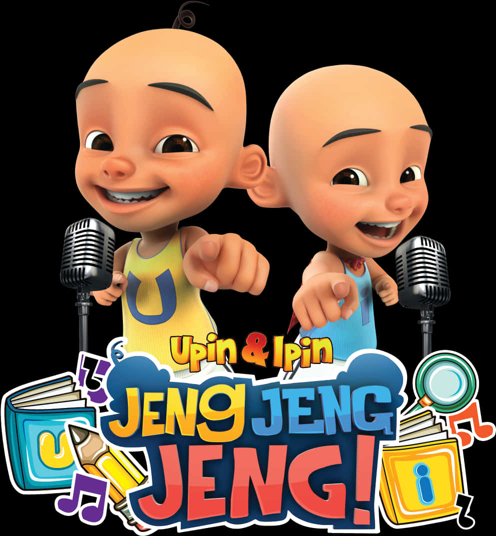 Upin Ipin Jeng Jeng Jeng Singing PNG image