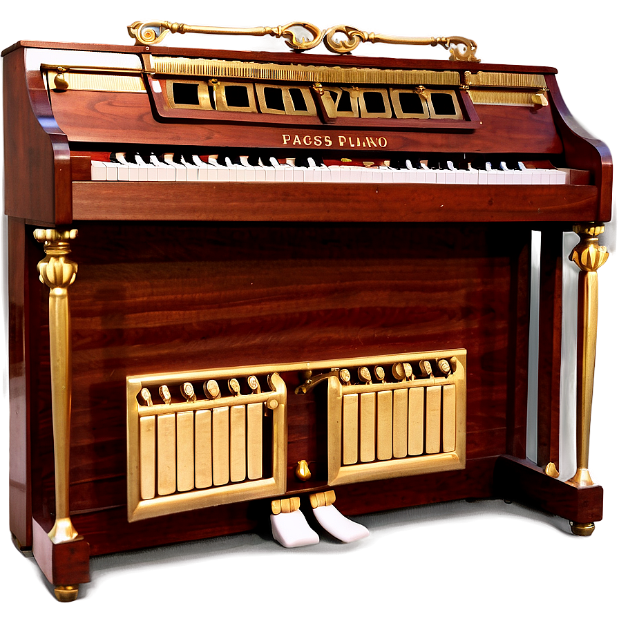 Upright Piano With Brass Pedals Png 06272024 PNG image