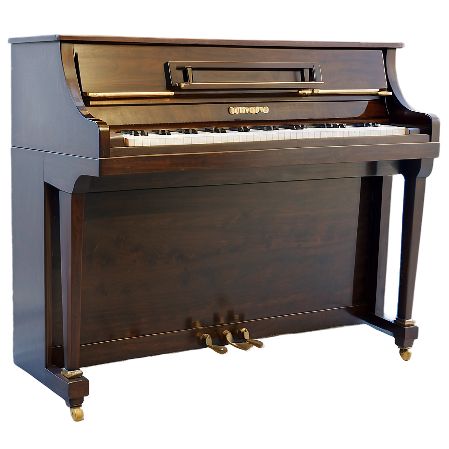 Upright Piano With Brass Pedals Png 06272024 PNG image