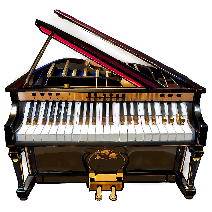 Upright Piano With Brass Pedals Png 90 PNG image