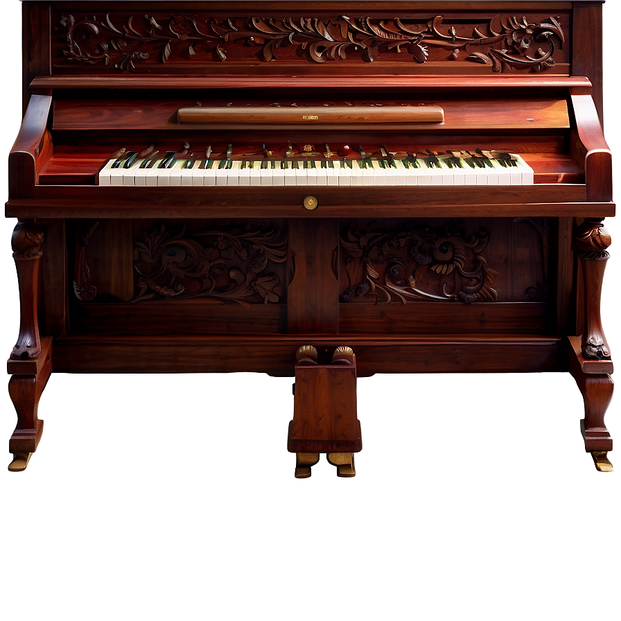 Upright Piano With Detailed Carvings Png Bvh PNG image