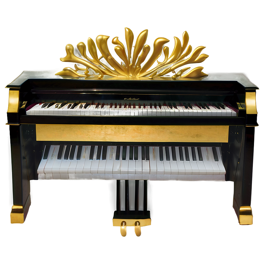 Upright Piano With Gold Trim Png 06272024 PNG image