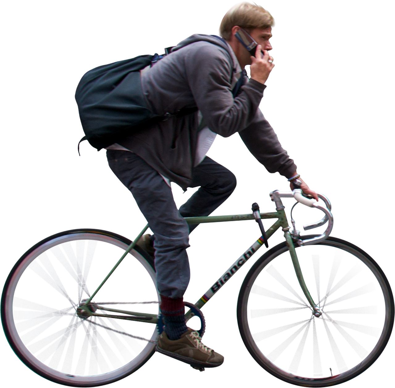 Urban Cyclist Phone Call PNG image