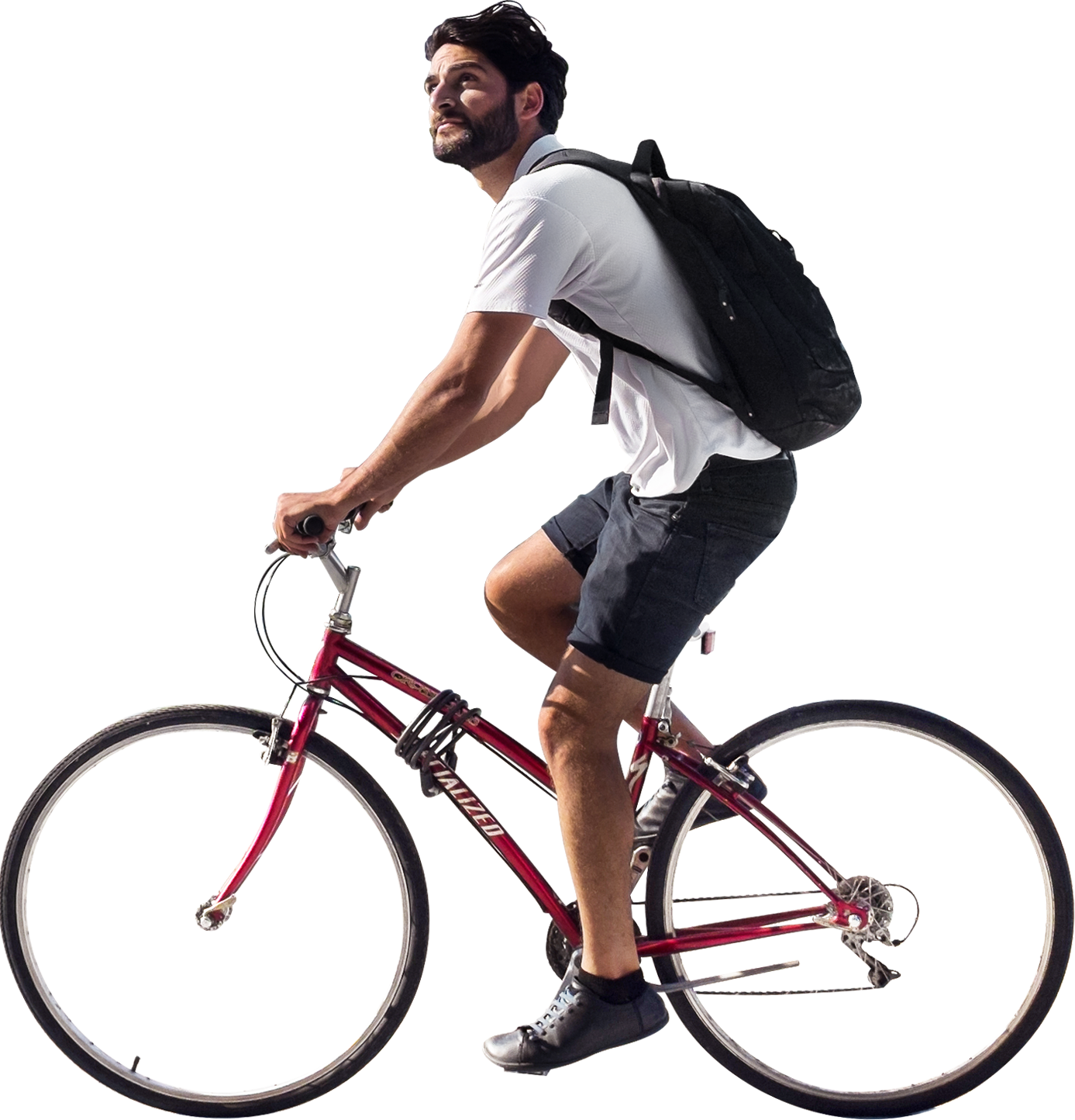Urban Cyclist Riding Bike PNG image