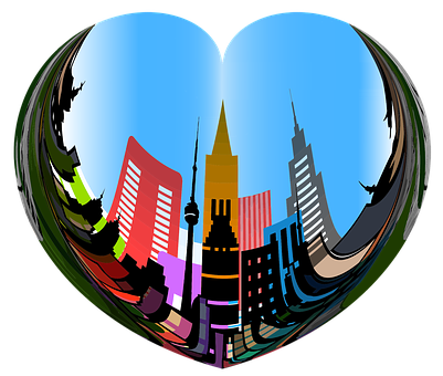 Urban Heart Skyline Illustration PNG image