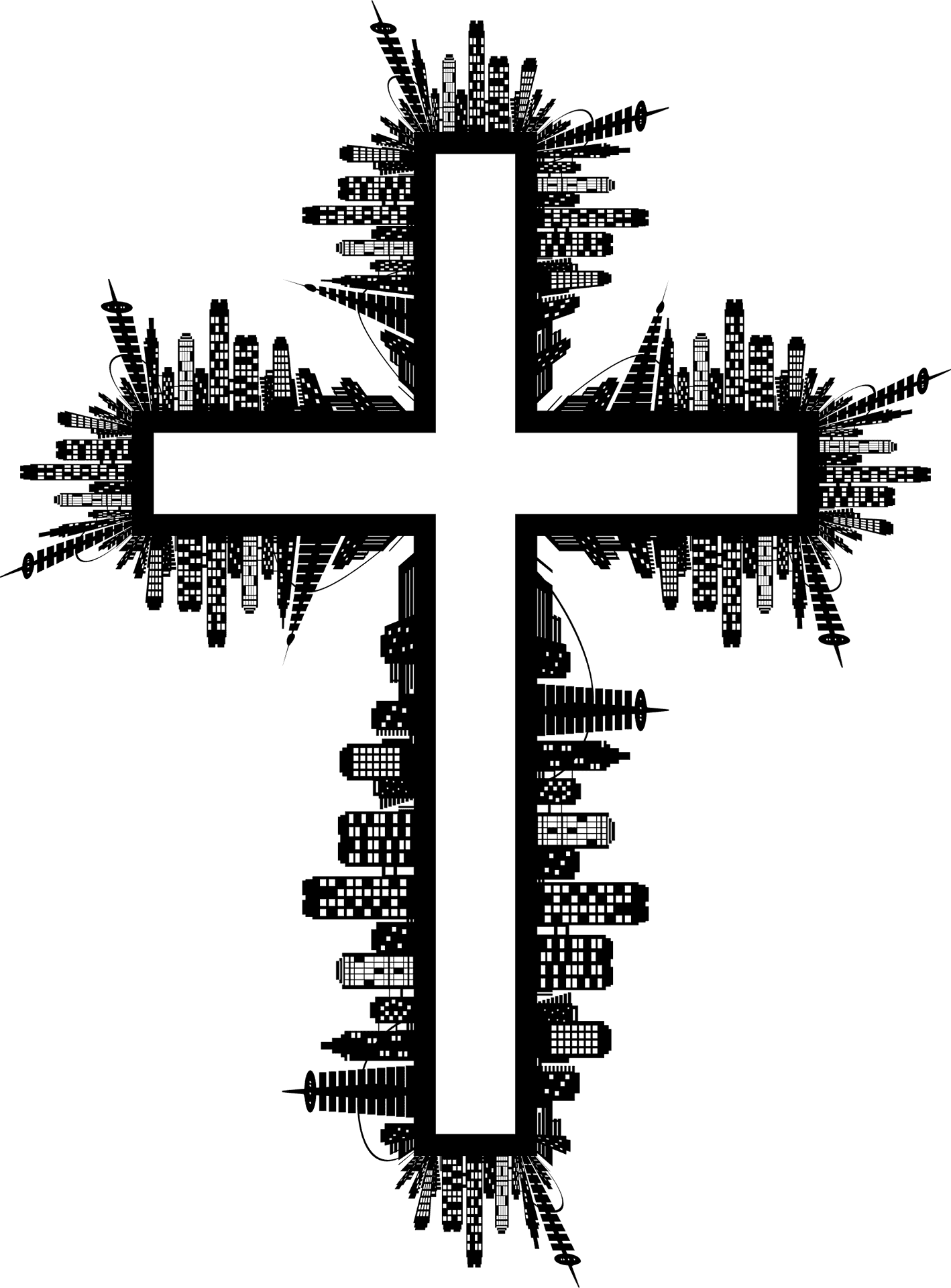 Urban Silhouette Cross Graphic PNG image
