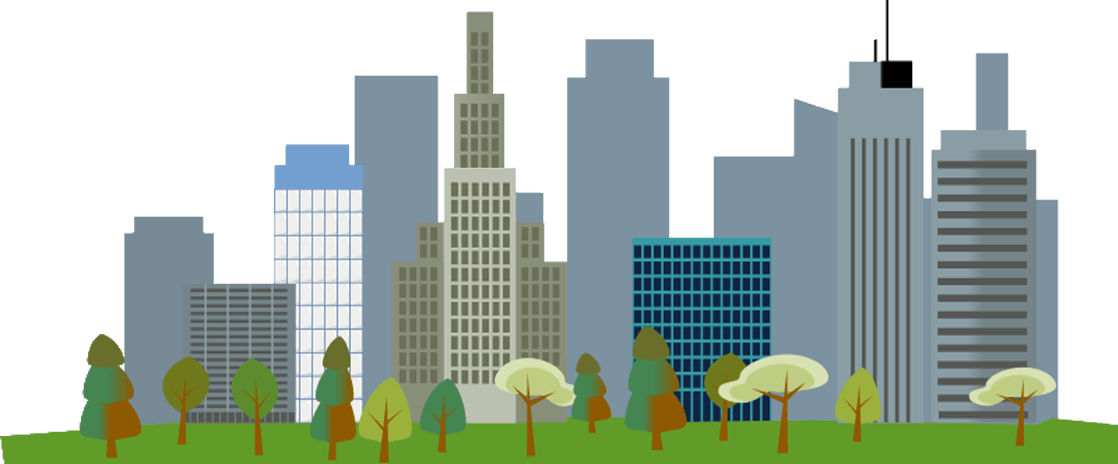 Urban_ Skyline_with_ Greenery_ Vector PNG image