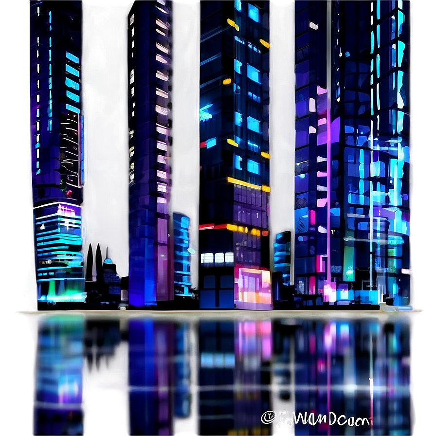 Urban Techno Nightscape Png 64 PNG image