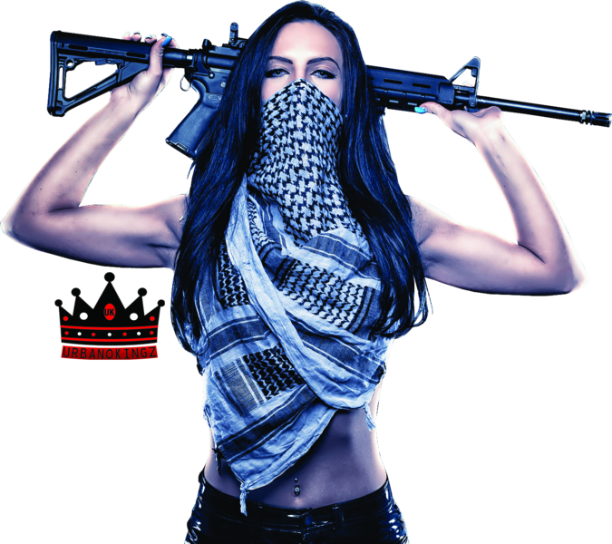 Urban_ Warrior_ Woman_with_ Rifle.png PNG image