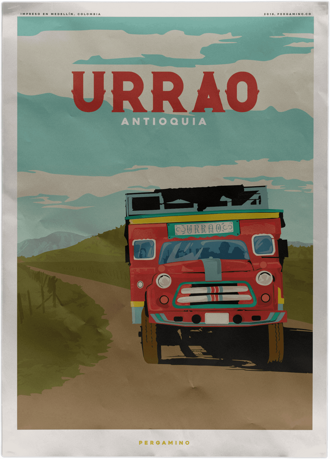 Urrao Antioquia Vintage Travel Poster PNG image