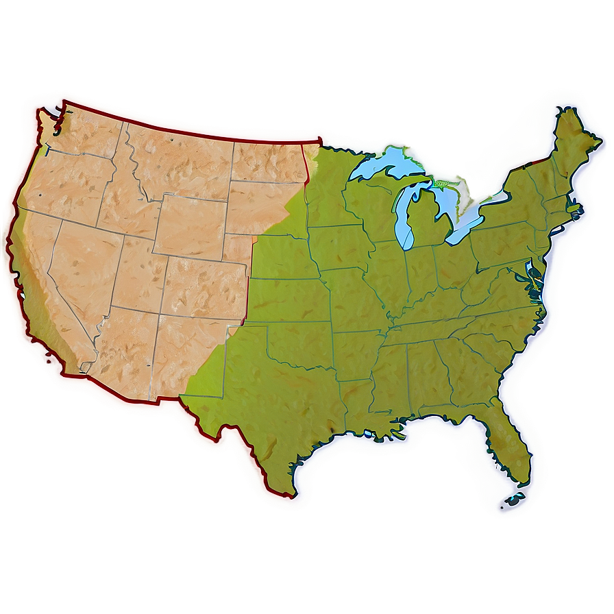 Usa Outline For Geography Png Ecc PNG image