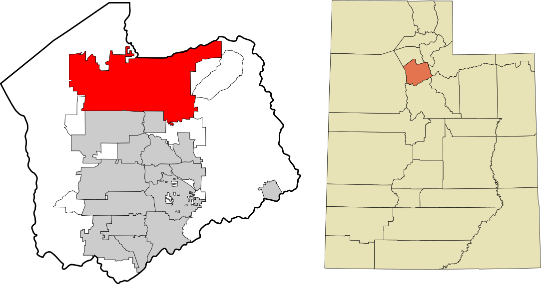 Utah County Map Highlighting Box Elder County PNG image