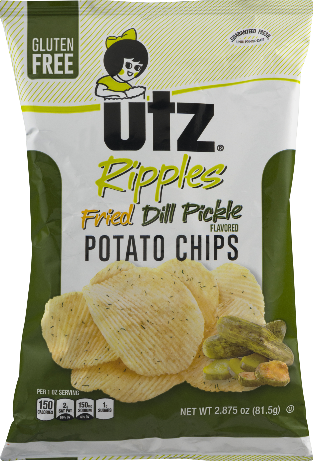 Utz Ripples Fried Dill Pickle Potato Chips Package PNG image