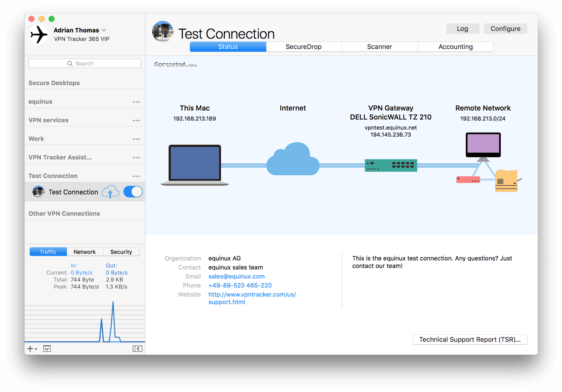 V P N Connection Status Interface Screenshot PNG image