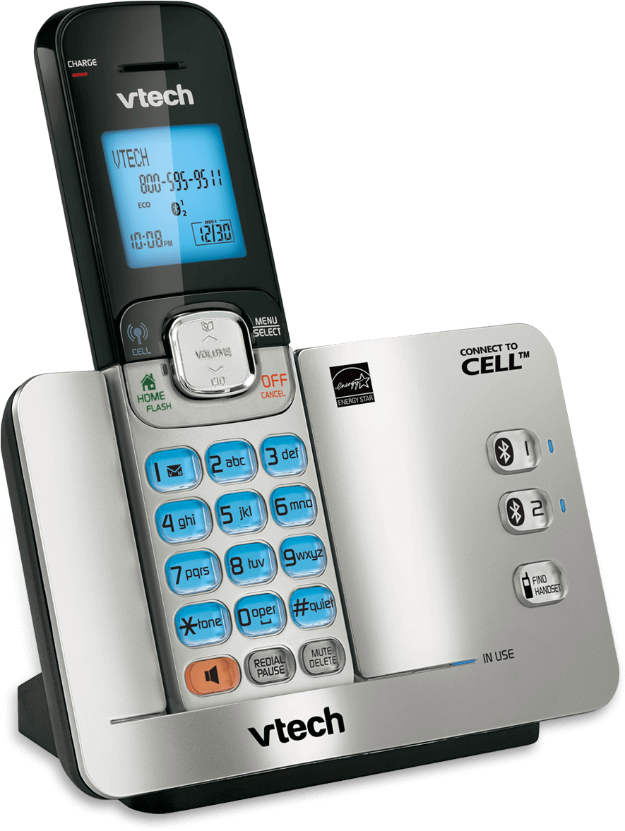 V Tech Cordless Phone Docked PNG image