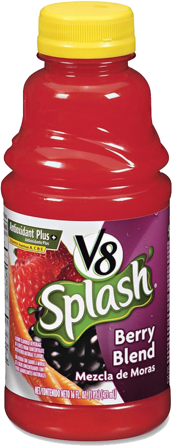 V8 Splash Berry Blend Juice Bottle PNG image