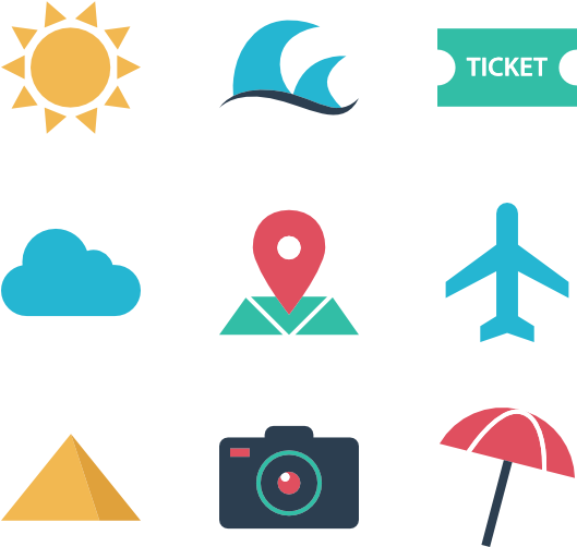 Vacation Travel Icons Set PNG image