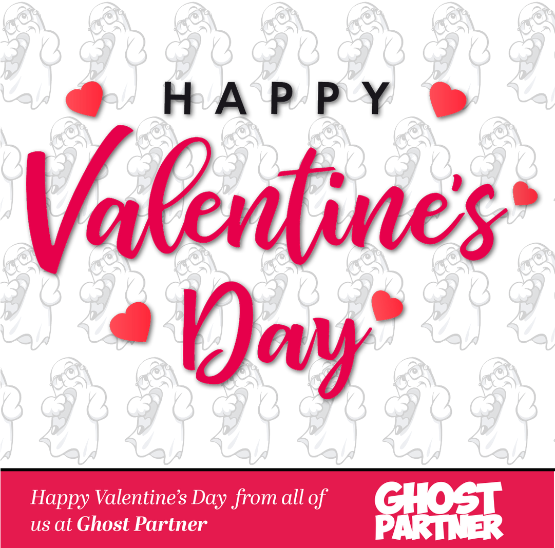 Valentines Day Ghost Theme Greeting PNG image