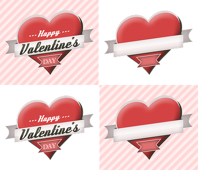 Valentines Day Heart Banners Set PNG image