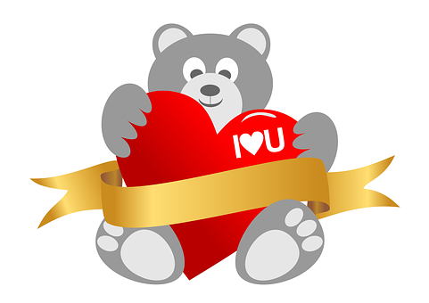 Valentines Day Teddy Bear Holding Heart PNG image