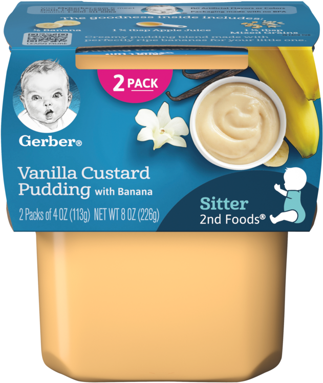 Vanilla Custard Pudding Banana Packaging PNG image